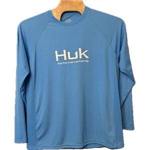 HUK Performance Fishing Mens Blue  Longsleeve‎ UPF Shirt Size. XXL